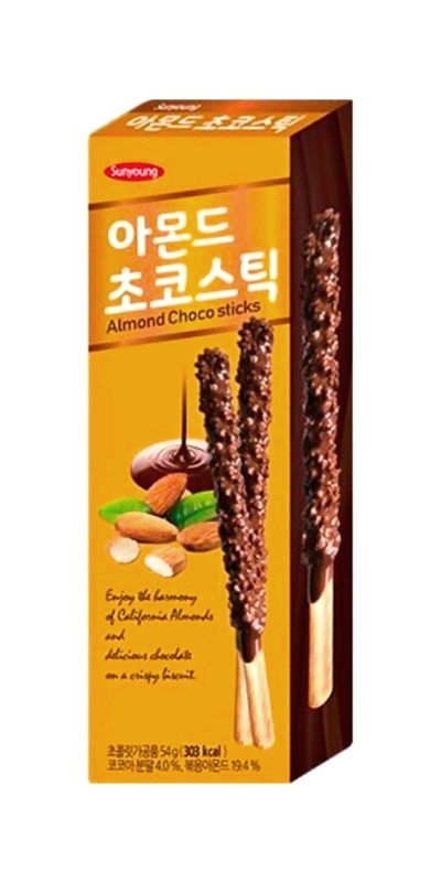 Snack dolce Choco Sticks alle mandorle - Sunyoung 54g. Snack dolce Choco Sticks alle mandorle - Sunyoung 54g.